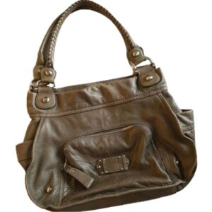 B. Makowsky Military Green Large  Leather Shoulder Bag